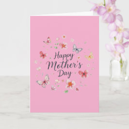 Cartão Butterfly and Floral Happy Mother's Day Card