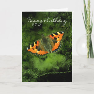 Cartão Butterfly Birthday Card - Orange Butterfly On Grun