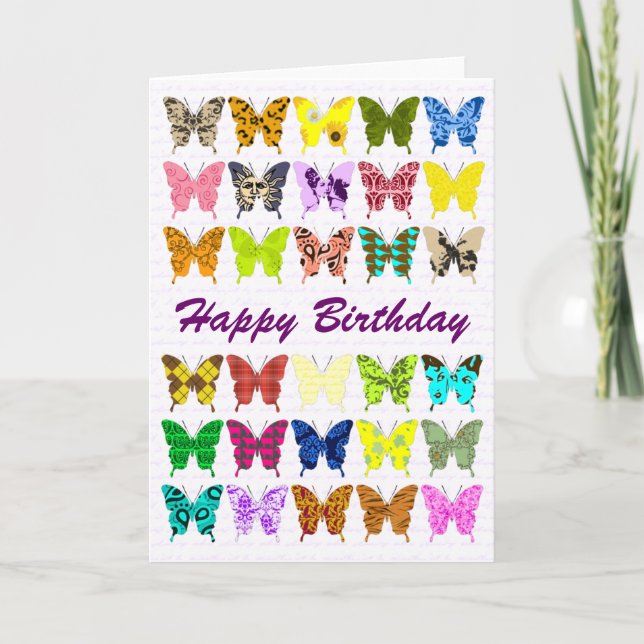 Cartão Butterfly Collage Birthday (Frente)