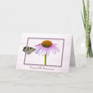 Cartão Butterfly on Cone Flower 35th Anniversary Card
