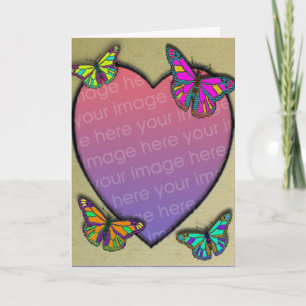 Cartão Butterfly Photo Frame Card Customizable Template