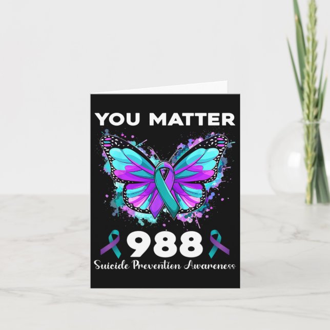 Cartão Butterfly Problem 988 Suicida Prevention Aware (Frente)