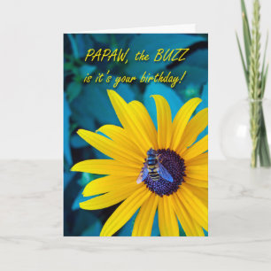 Cartão Buzzy Birthday para Papaw com Abelha e Flor