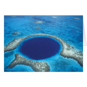 Cartão CA, Belize. Vista aérea de Blue Hole (diâmetro