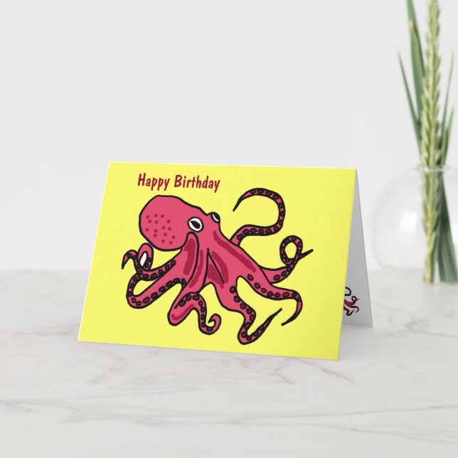 Cartão CA - Cartoon de Aniversário do Octopus (Frente)