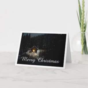 Cartão Cabaña Mística de Natal Floresta Profunda