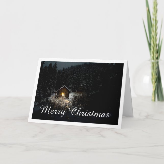 Cartão Cabaña Mística de Natal Floresta Profunda (Frente)