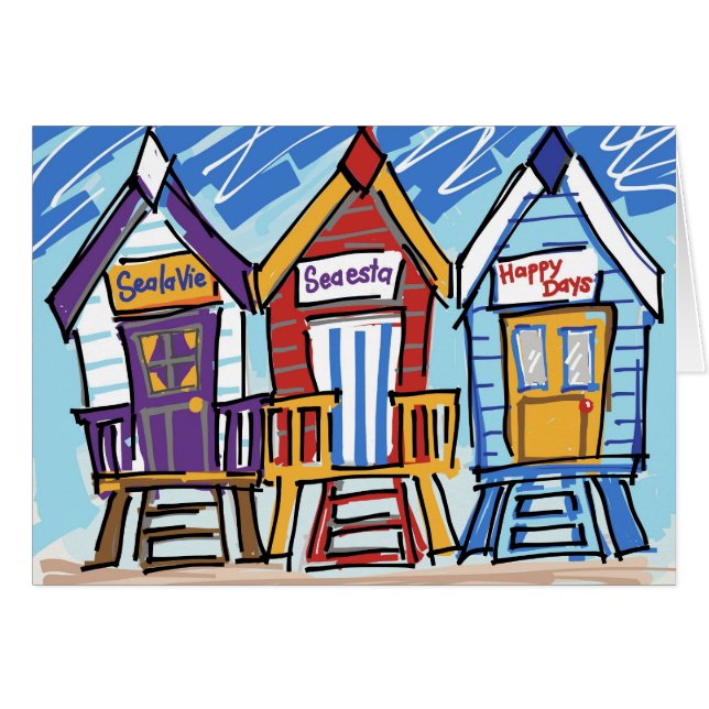 Cartão Cabanas da praia (Frente Horizontal)