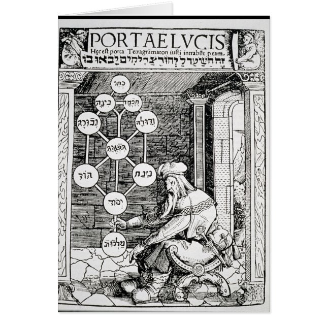 Cartão Cabbalist judaico que guardara um sephiroth (Frente)