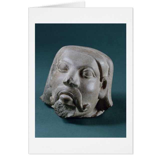 Cartão Cabeça de arenito de um estrangeiro, Sarnath, 3º (Frente)