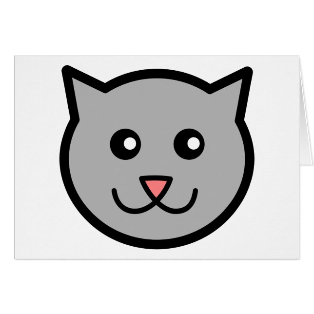 Cartão Cabeça de cartoon de cinza sorridente (Frente Horizontal)