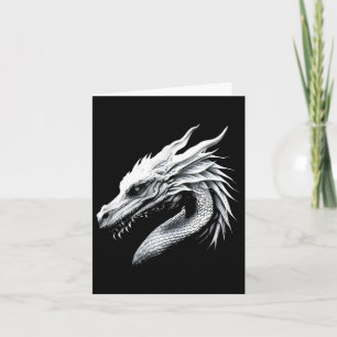 Cartão Cabeça de Dragão Branco Dragão Mitológico Respiran