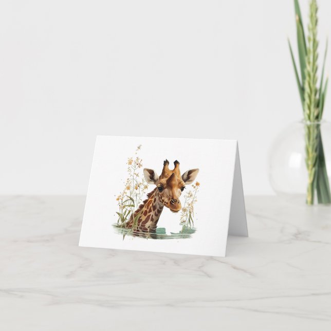Cartão Cabeça de Girafa com VAZIO de Flores (Frente)