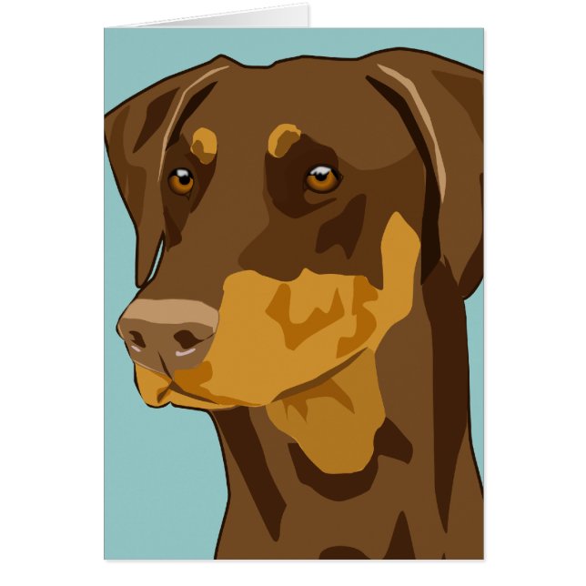 Cartão Cabeça do Doberman, vermelho, Uncropped (Frente)