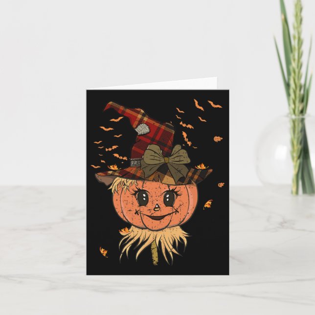 Cartão Cabeça e Chapéu do Ceifador de Abóbora Halloween V (Frente)