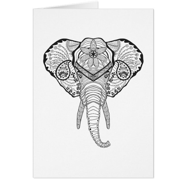 Cartão Cabeça inspirada do elefante (Frente)
