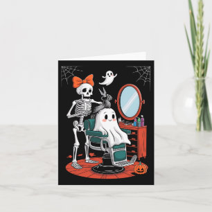 Cartão Cabeleireira de Esqueleto de Halloween