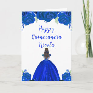 Cartão Cabelo Castanho Princesa Azul Quinceanera