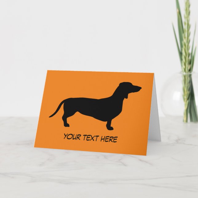 Cartão Cabelo Curto Dachshund - Silhouette 1 (Frente)