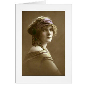 Cartão Cabelo de mulher vitoriosa em miçangas e cachecol