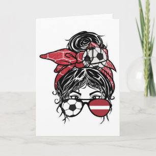 Cartão Cabelo Desgrenhado Latviano Menina Futebol Letônia