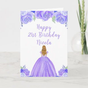 Cartão Cabelo loiro Princesa Festa de aniversário Floral