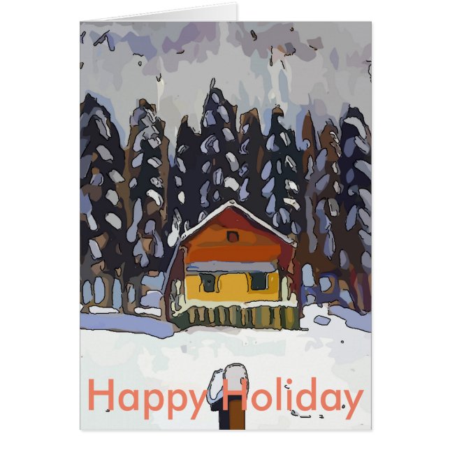 Cartão Cabina na neve (Frente)