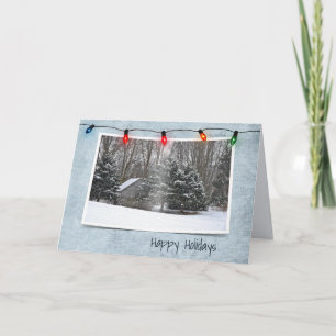 Cartão Cabina Velha na Floresta de inverno