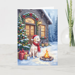 Cartão Cabine de Natal Aconchegante Labrador Retriever Fé
