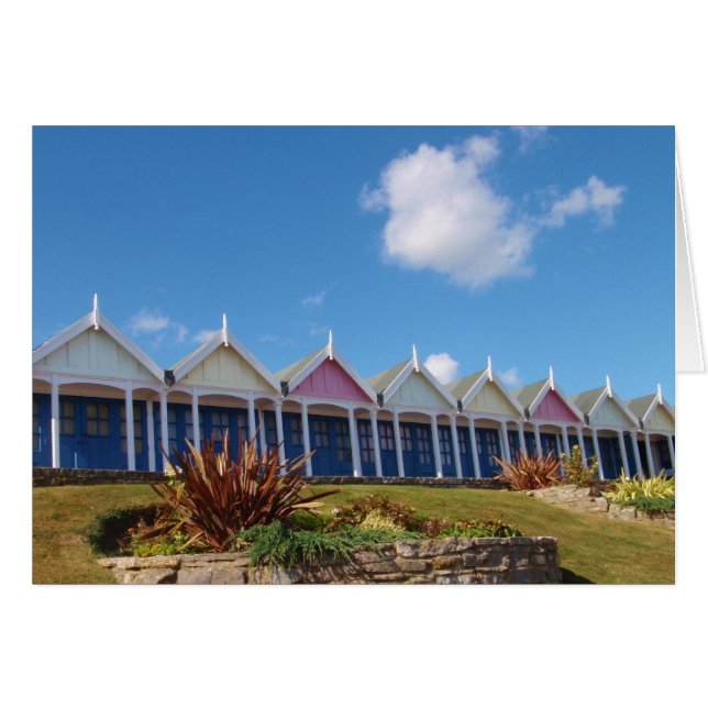 Cartão Cabines de Praia Tradicionais Britânicas (Frente Horizontal)