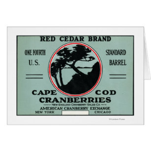 Cartão Cabo Cod Red Cedar Marca Cranberry Rótulo