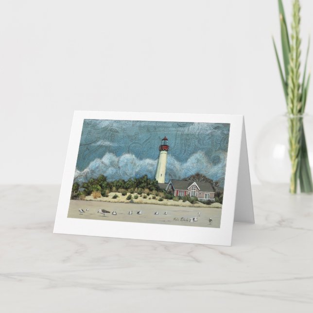 Cartão Cabo May Lighthouse Painting, Nova Jersey (Frente)