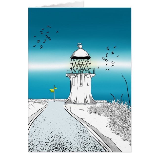Cartão Cabo Reinga Farol Nova Zelândia (Frente)