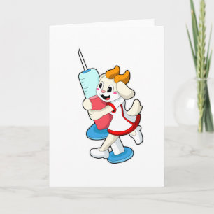 Cartão Cabra como Enfermeira na Vacinação com Seringa