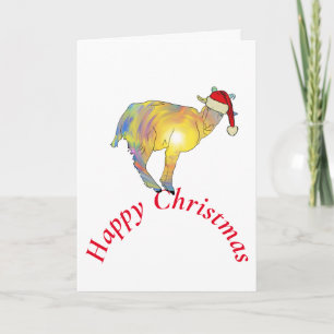 Cartão Cabra Feliz Natal Papai Noel