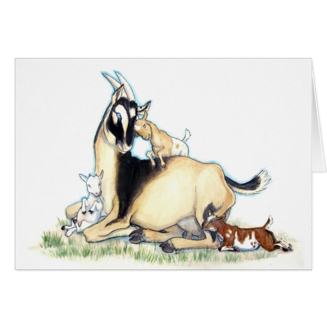 Cartão Cabra nigeriana bonito e miúdos do anão (Frente Horizontal)