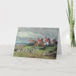 Cartão Caça de Fox em Surrey, século XIX