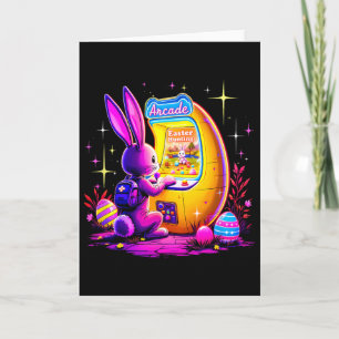 Cartão Caça de Páscoa Arcade - Bunny Gamer Estilo Retro d