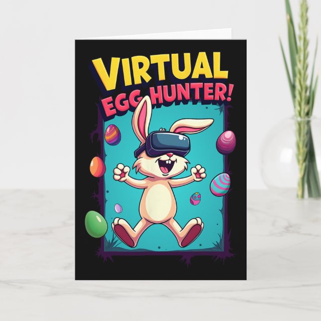 Cartão Caça-Ovos Virtual - Bunny Gamer Divertido Vr Pásco (Frente)