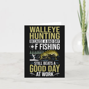 Cartão Caçador de walleye masculino pescador de walleye c