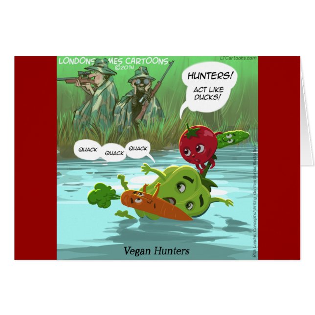 Cartão Caçadores Veganos Divertidos (Frente Horizontal)