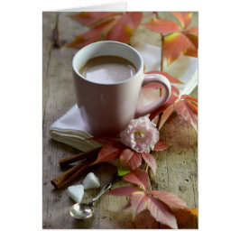 Cartão Cacau russo sazonal e cacau e folhas ainda vivem