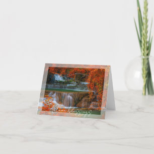 Cartão Cachoeira de outono com texto personalizado