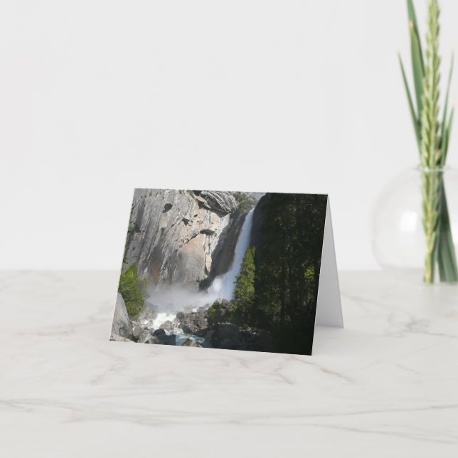 Cartão Cachoeira Inferior de Yosemite na Trilha da Cachoe (Frente)