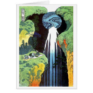Cartão Cachoeira na estrada de Kisokaido, Hokusai de