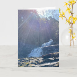 Cartão Cachoeira, rochas e raios de sol