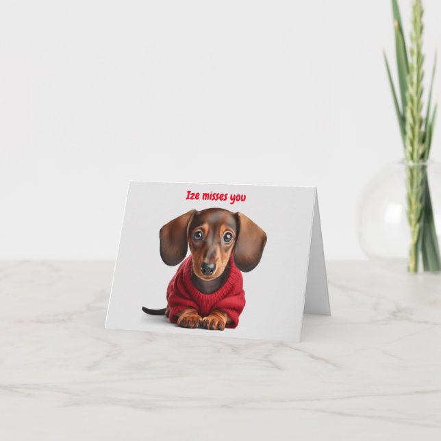 Cartão Cachorrinho Adorável Dachshund  (Frente)