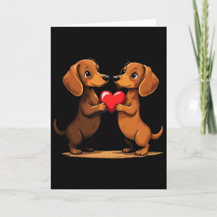Cartão Cachorrinho Dachshund Encantador Coração para o Di