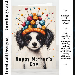 Cartão Cachorrinho Fofo, Chapéu de Tricô CY1 Mãe Personal