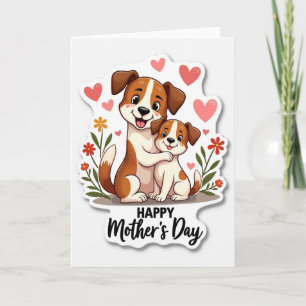 Cartão Cachorrinhos do Dia das Mães Carinhoso